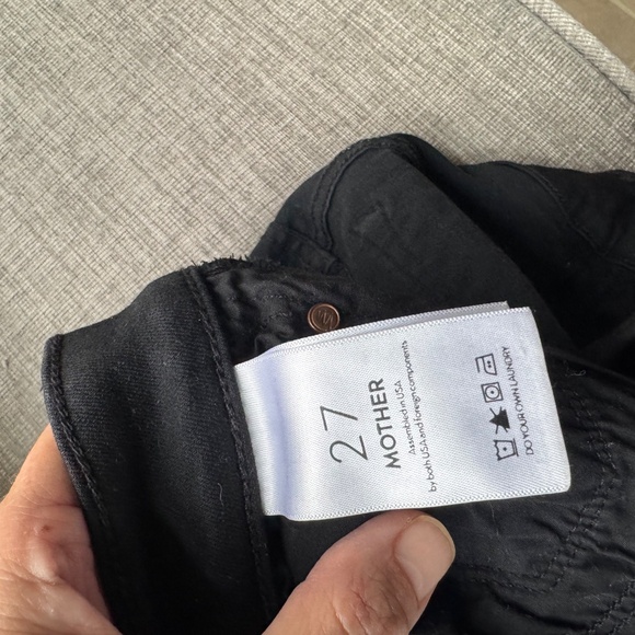 Mother The Insider Crop Step Fray Black Size 27 - Picture 2 of 9